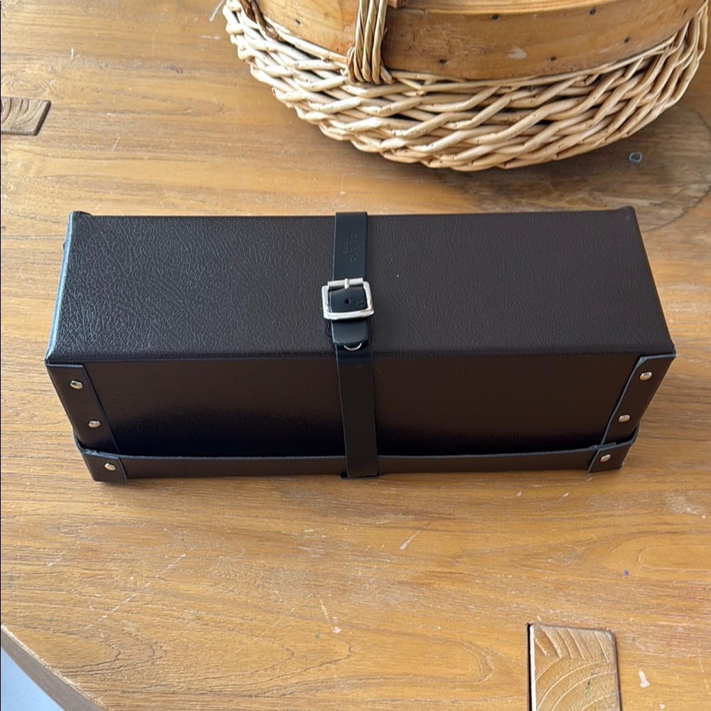 Alaia leather shoe box with buckle and studs with 2 matching dust bags